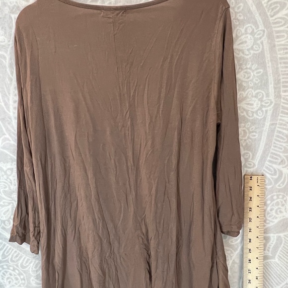 Top Dress Long Oversized LARACE 2X TUNIC JERSEY KNIT EUC TAUPE TAN BIEGE Sleeve - Picture 7 of 8
